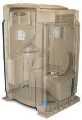 It shows the inside of a portable toilet.