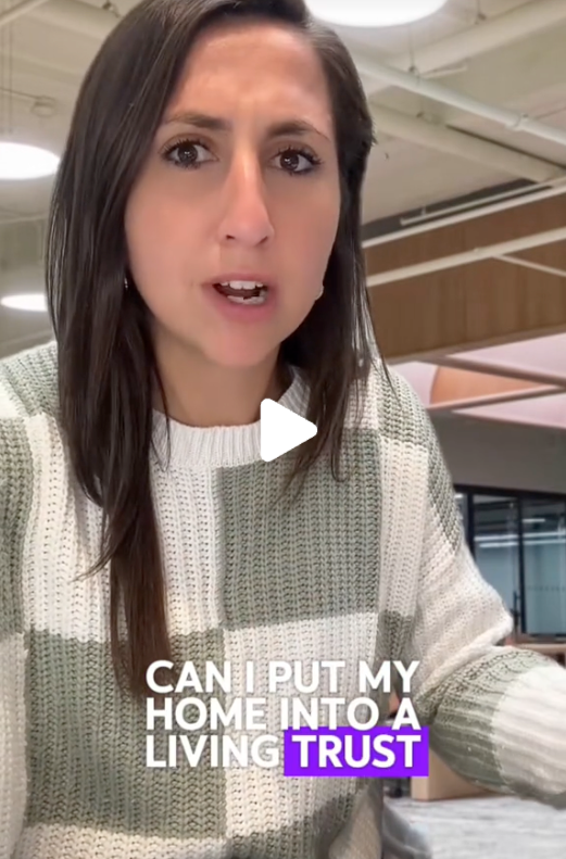 Estate planning attorney on TikTok Closeup of legal estate planning document, trust attorney San Diego