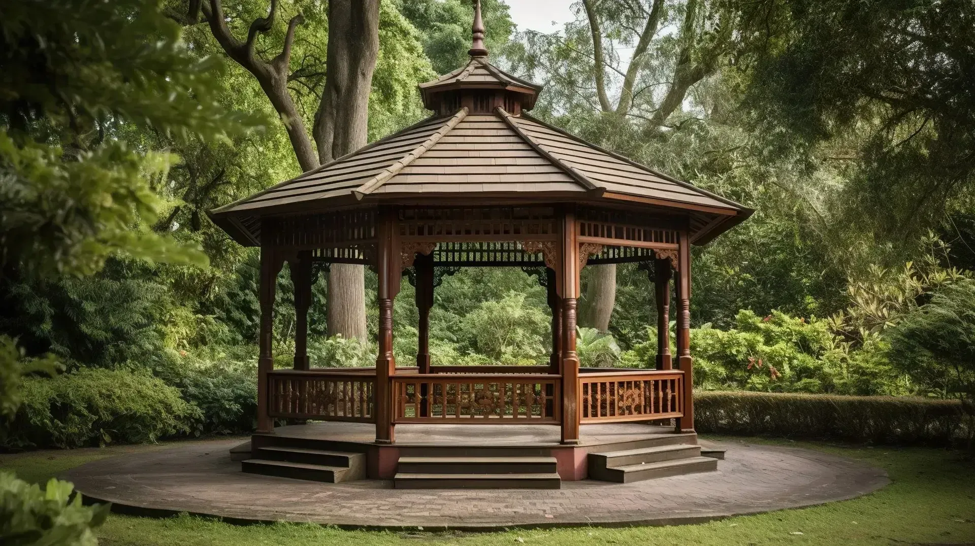 Gazebo Park With Trees