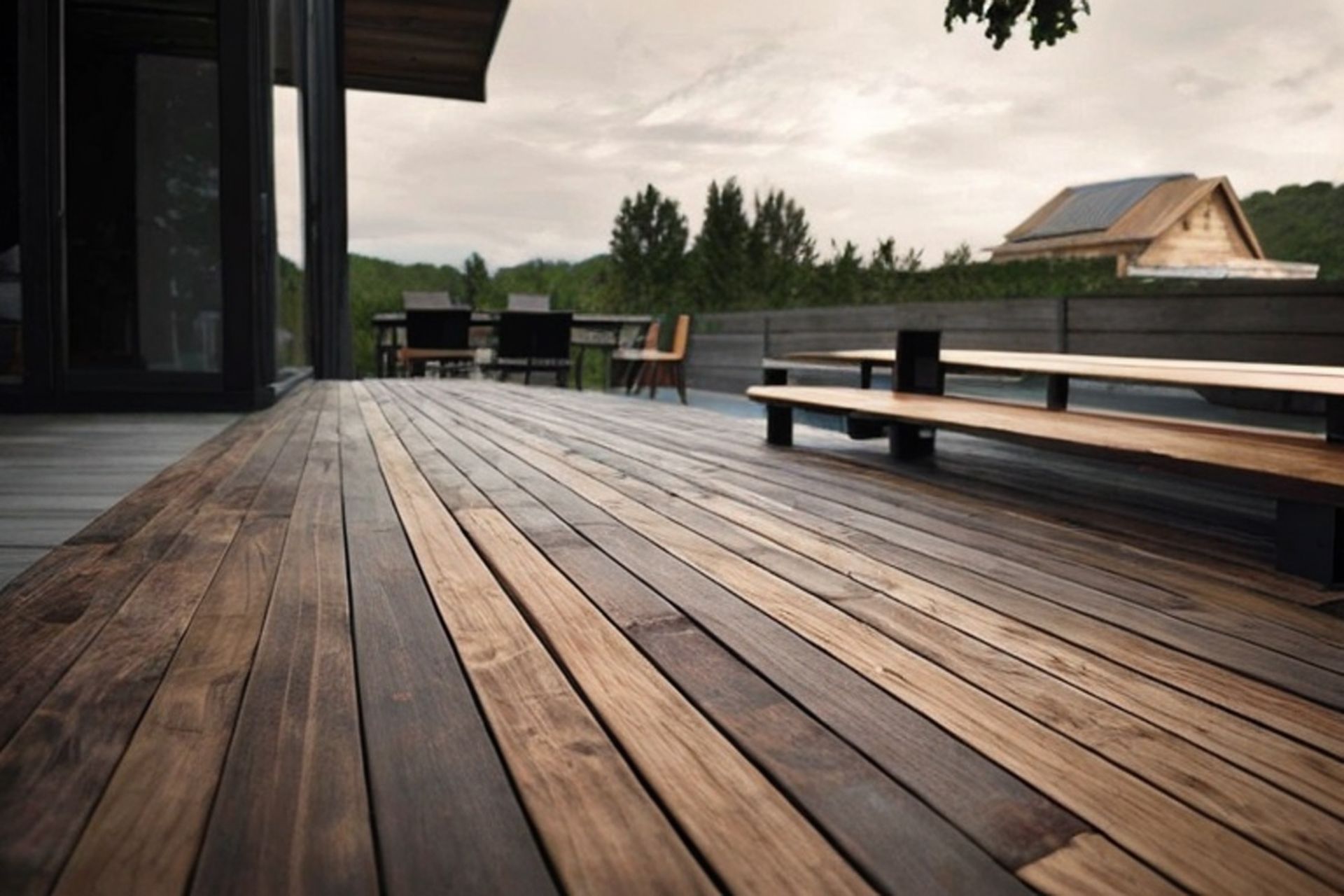 Rustic wooden deck design