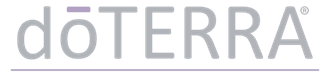 DōTERRA logo in gray with a purple overline above the