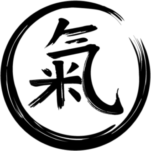 Japanese Kanji symbol for Ki (energy) within a black circle.