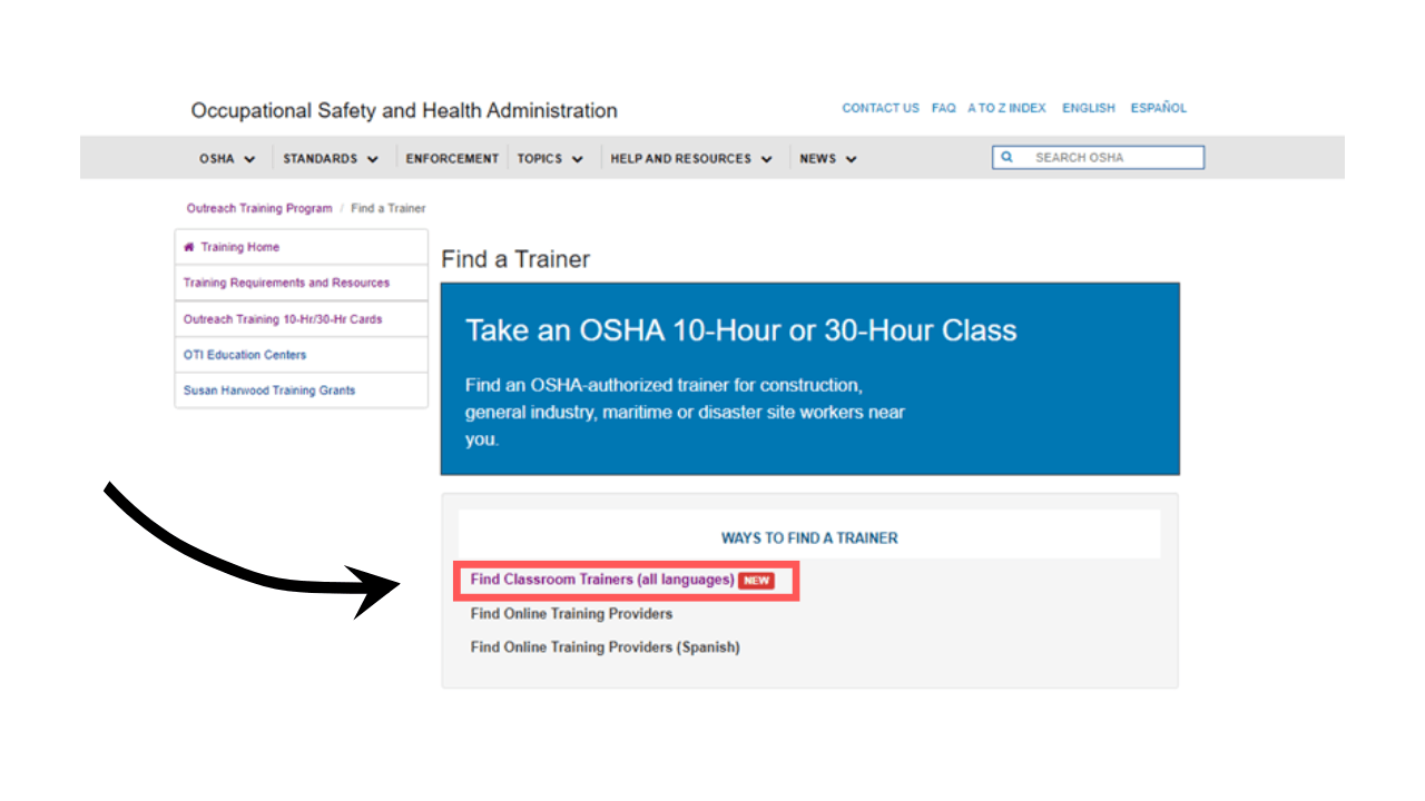 Find OSHA Outreach Trainer