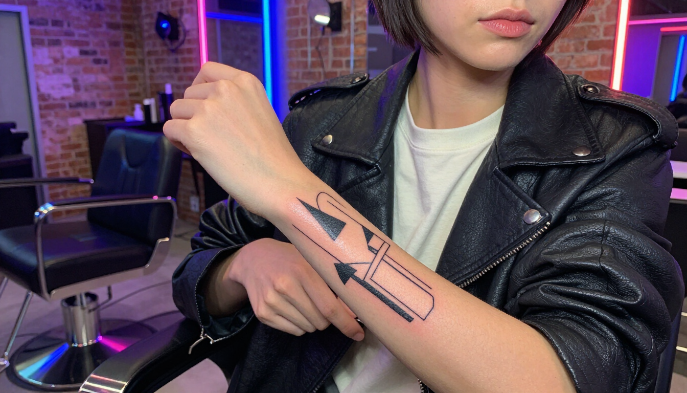 Salon Customer with Tattoo