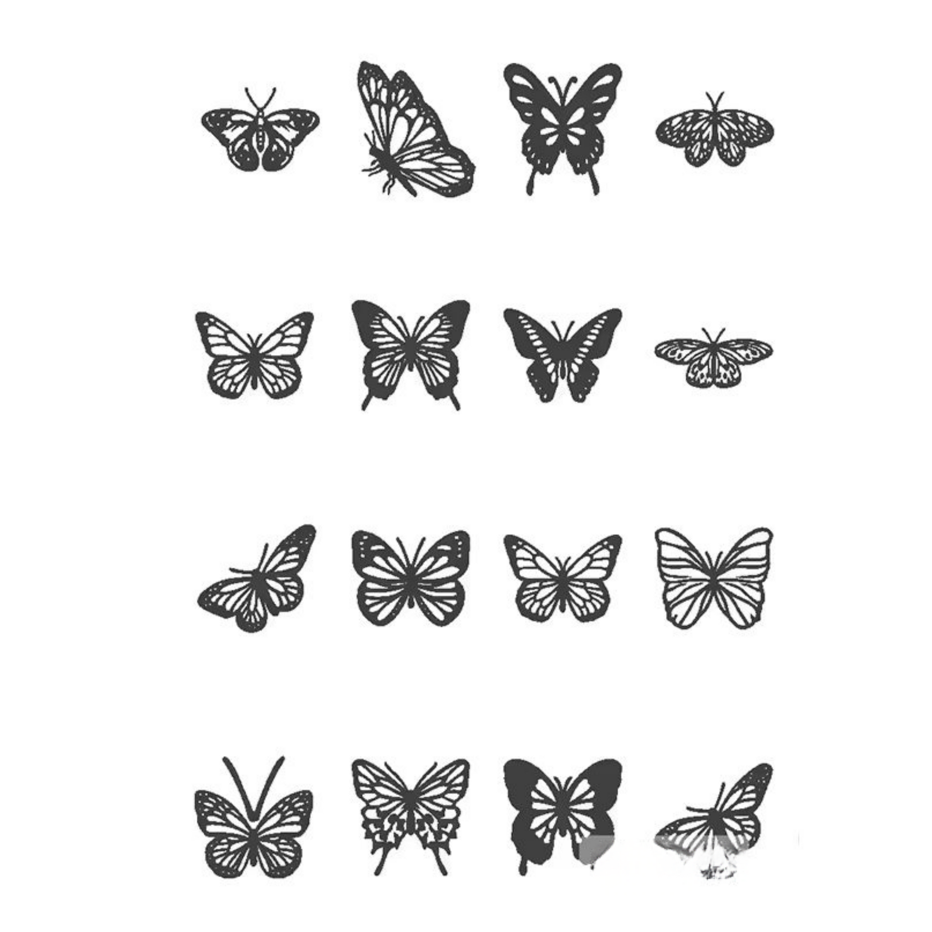 Leg tattoo of black butterflies on a person’s lower leg and foot, standing indoors