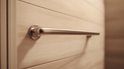 Silver grab bar on a light-colored tile shower.