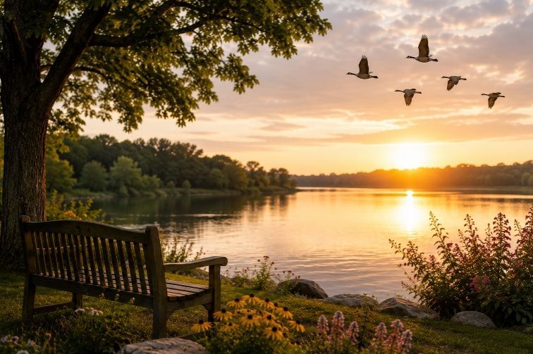 Peaceful lakeside sunset reflecting remembrance and comfort for cremation services in Willoughby, OH
