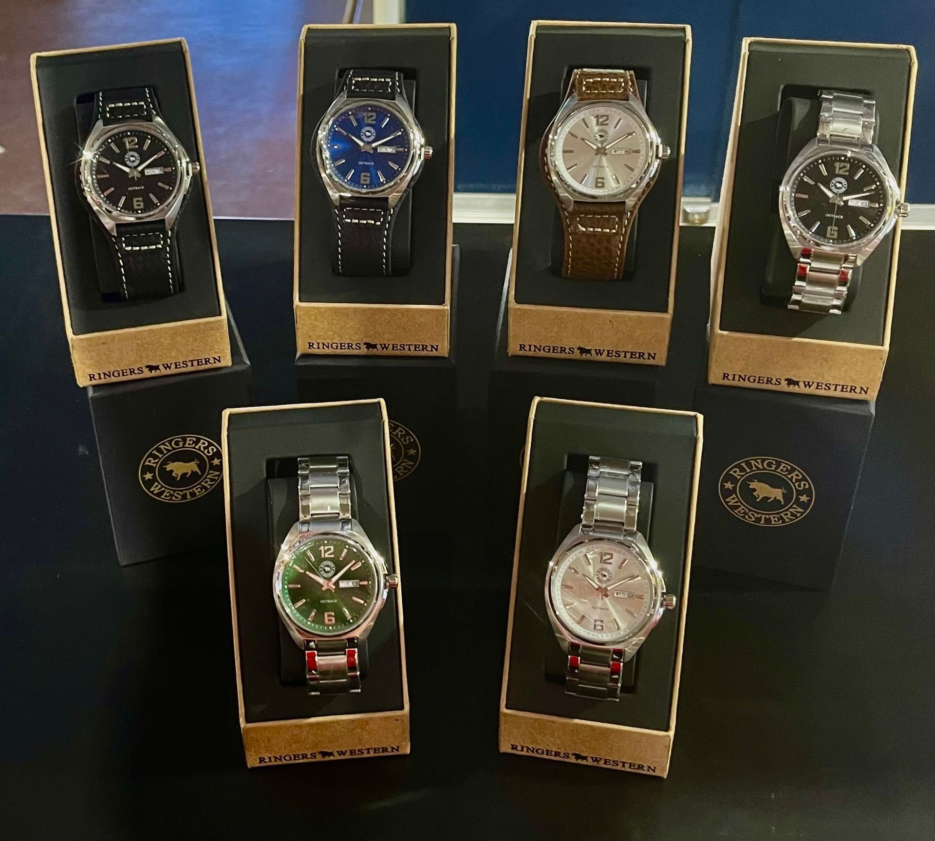 Seven Wristwatches in Black and Brown Boxes — Enterprise Electrics NT Pty Ltd in Tennant Creek, NT