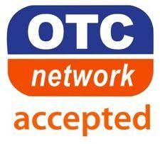 The otc network accepted logo is blue and orange.