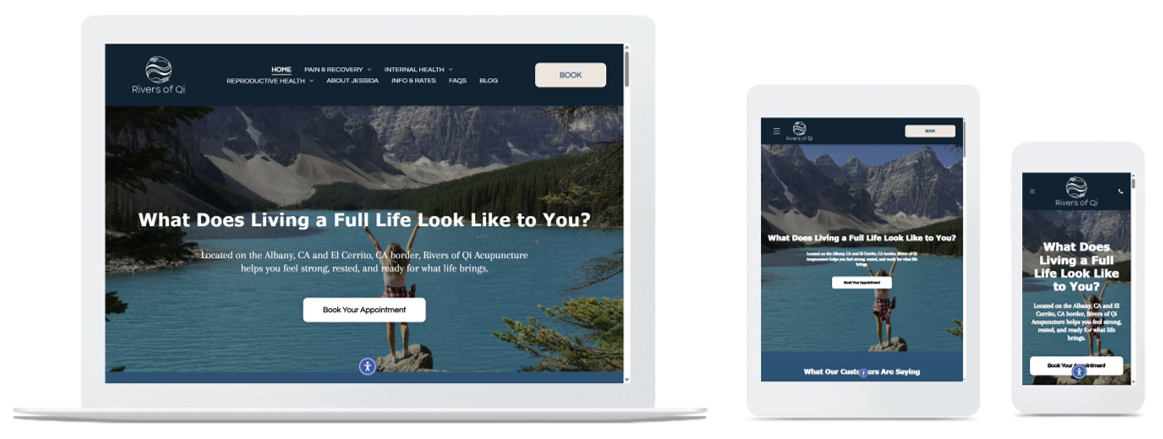 Rivers of Qi Acupuncture website across three devices