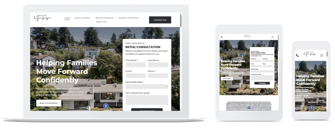 Yun Tong Homes website across three devices