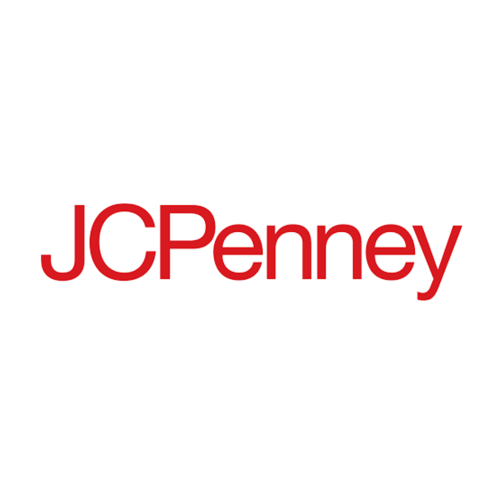 The jcpenney logo is red and white on a white background.