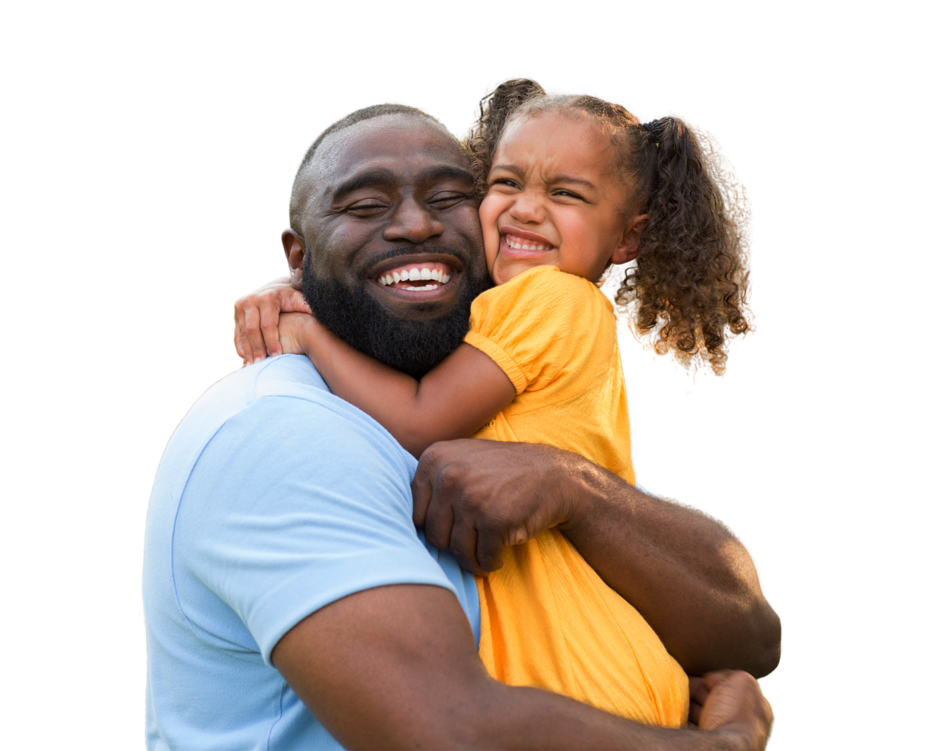 A man is holding a little girl in his arms.