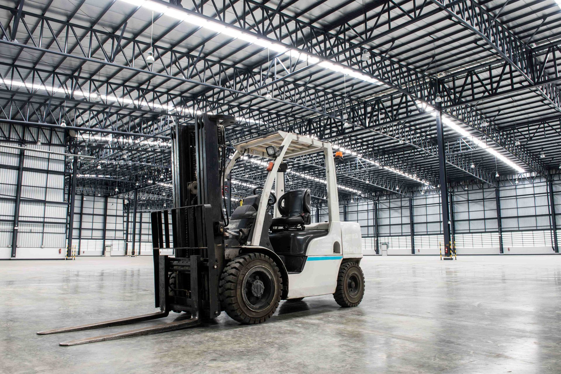 an industrial building floor being used