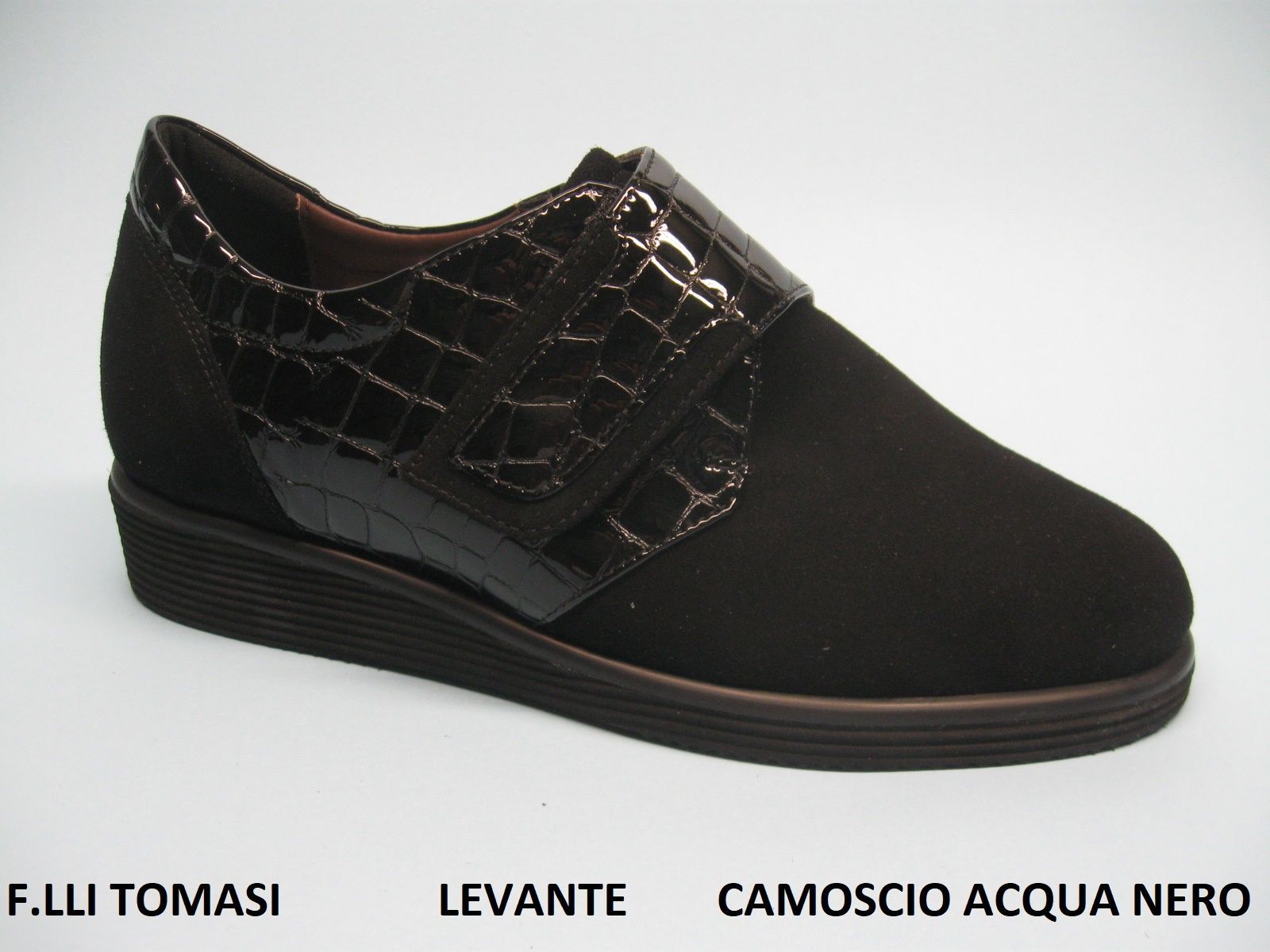 CALZATURIFICIO F.LLI TOMASI SCARPA CON VELCRO INVERNALE PREDISPOSTA PER PLANTARE DONNA MODELLO LEVANTE COLORE NERO