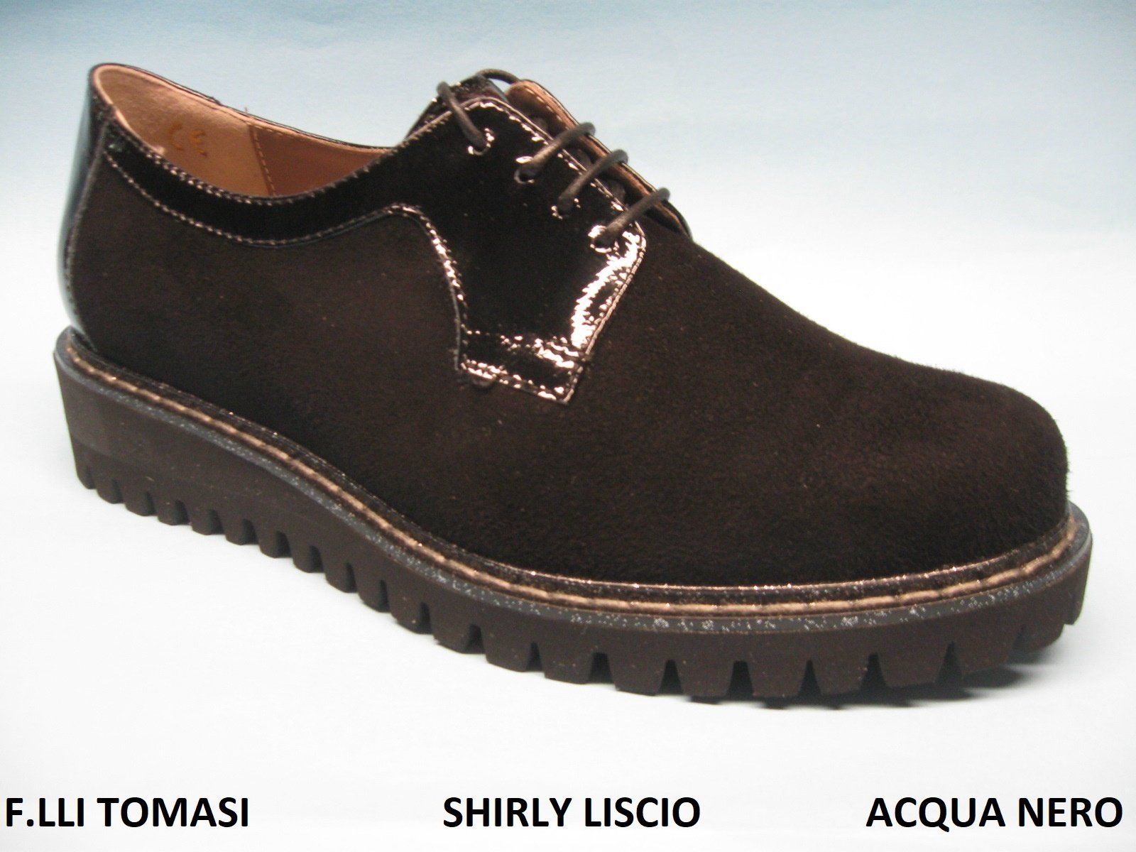 CALZATURIFICIO F.LLI TOMASI SCARPA INVERNALE PREDISPOSTO PER PLANTARE DONNA MODELLO SHIRLY LISCIO COLORE ACQUA NERO