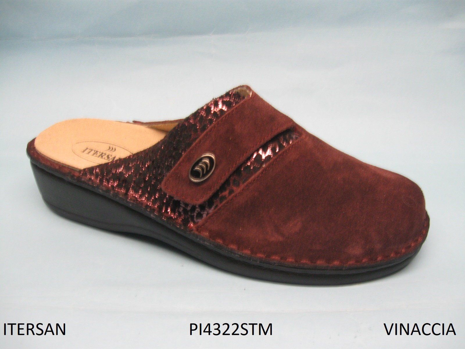 CALZATURIFICIO ITERSAN CIABATTA PUNTA CHIUSA PREDISPOSTA PER PLANTARE DONNA  MODELLO PI4322STM COLORE VINACCIA