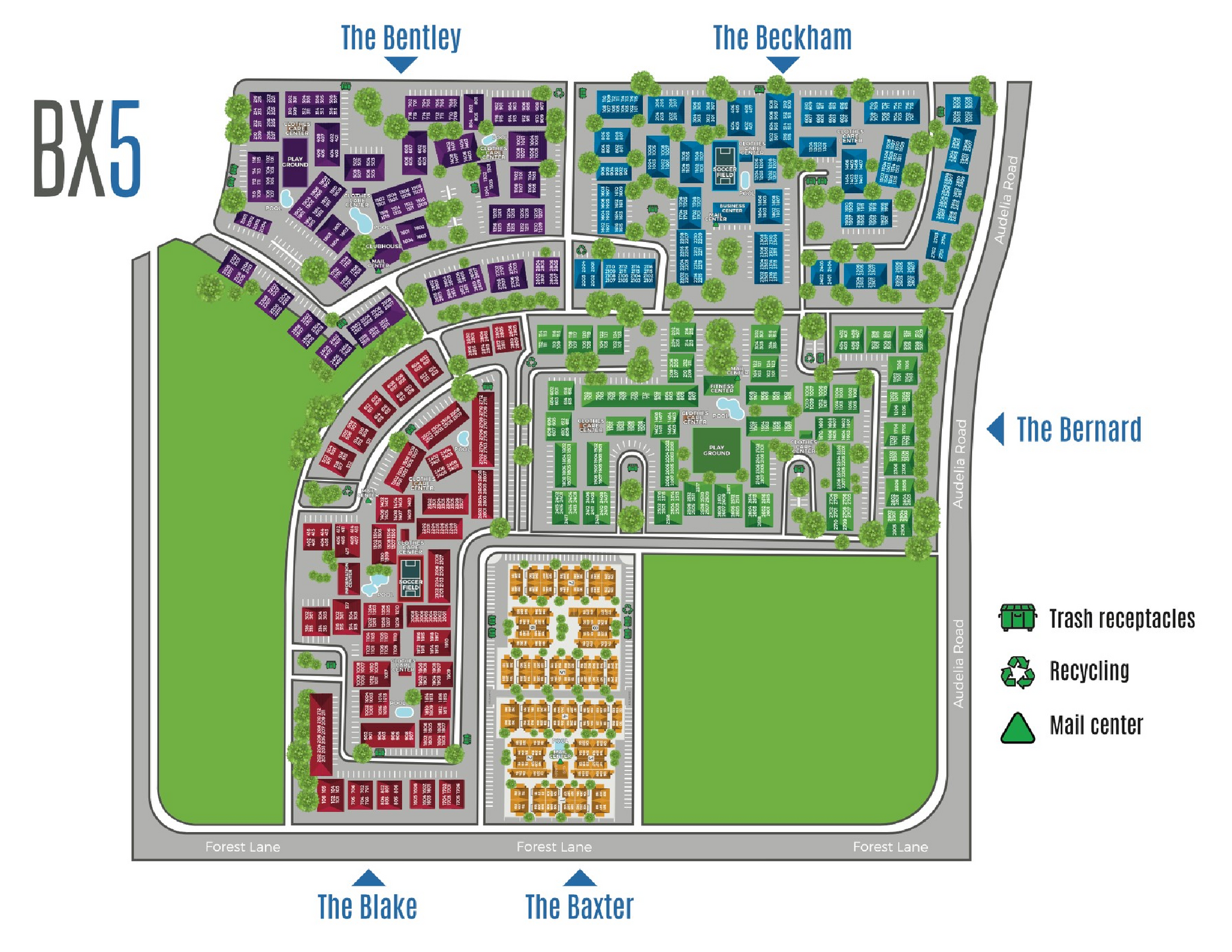 Map of a complex: neighborhoods marked
