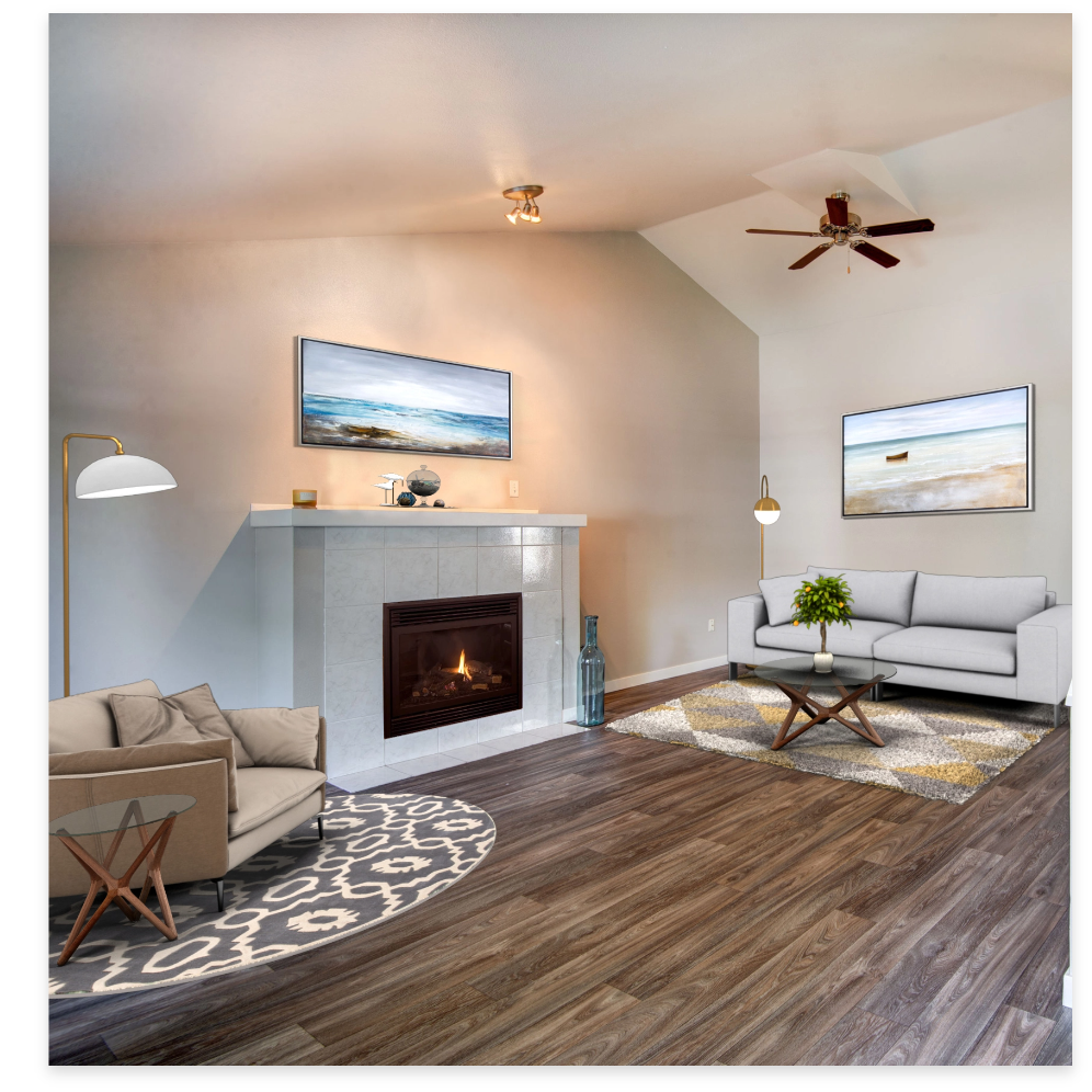 Image of living with fireplace.