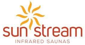 sun stream Logo for Sun Stream Infrared Saunas with an orange sun icon above the brown text