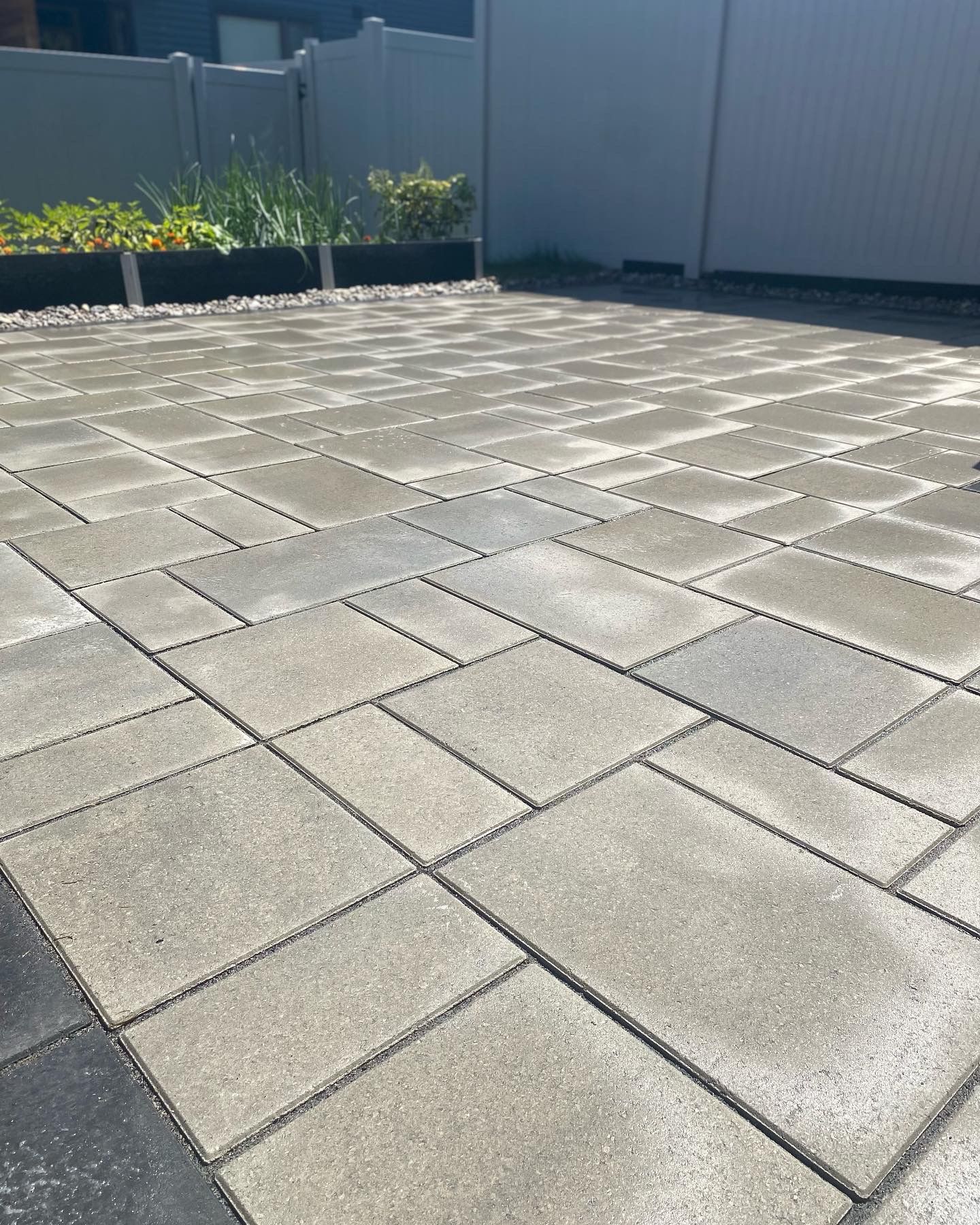patio installation outside a house