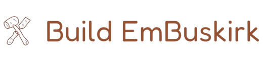 Logo reading &ldquo;Build EmBuskirk&rdquo; with a small crossed tools icon on the left, in brown text on a light background