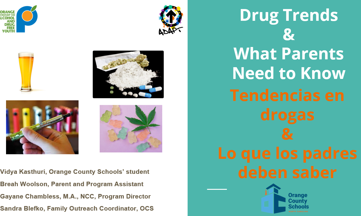 A poster that says drug trends and what parents need to know