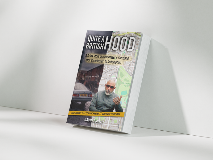 Book cover  with a man in a white cap against a city background