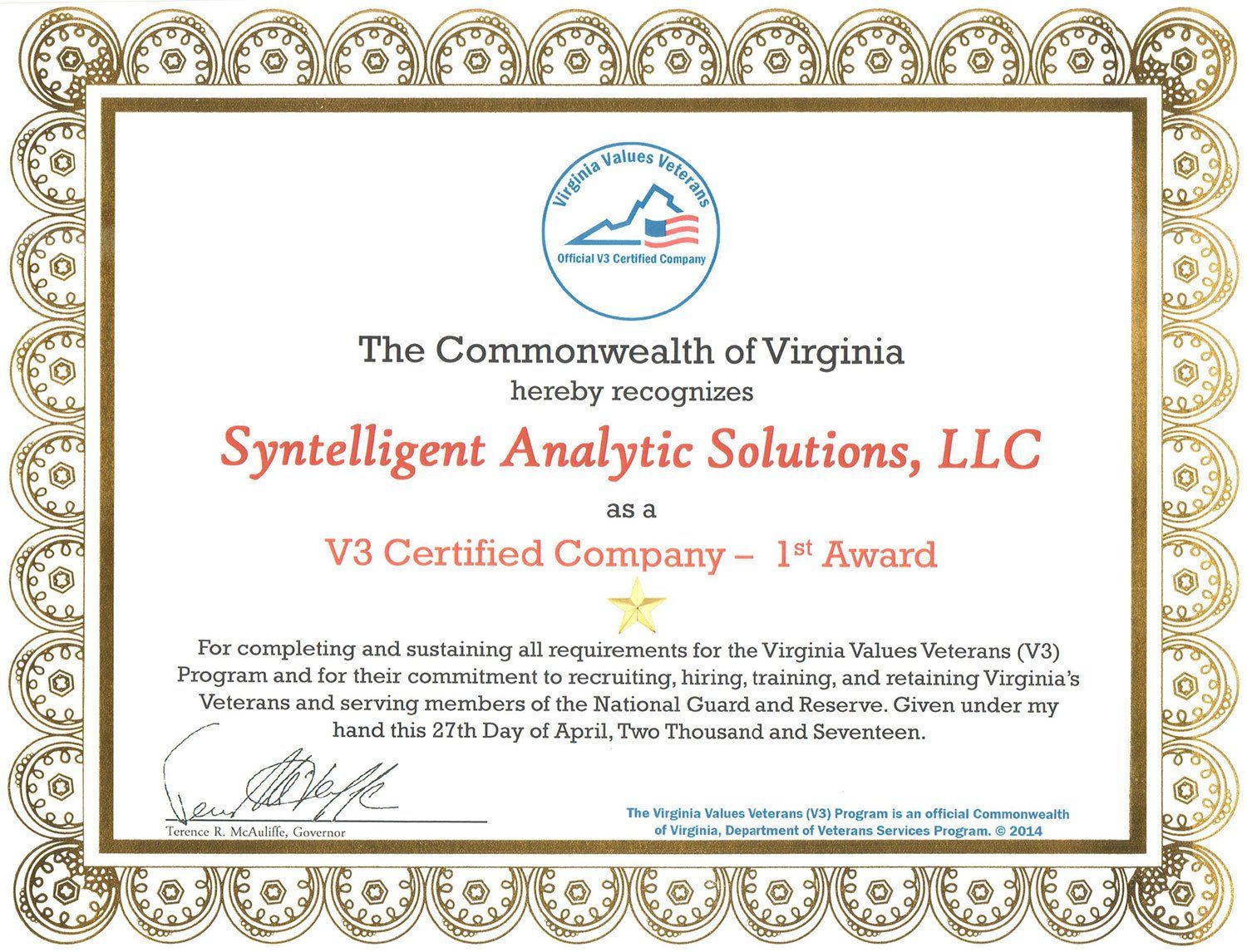 V3 Certificate
