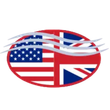 An american flag and a british flag in a circle