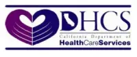 DHCS logo: Heart-shaped hands with California outline, blue, purple, and white text.