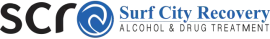 Logo for Surf City Recovery: "scr" in black, a blue wave graphic, and text "Surf City Recovery, ALCOHOL & DRUG TREATMENT."