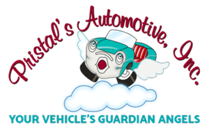 Pistal's Automotive Inc. logo with a teal cartoon car and the tagline