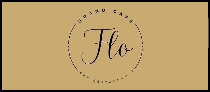 Logo voor Grand Cafe Flo, met het cursieve woord 