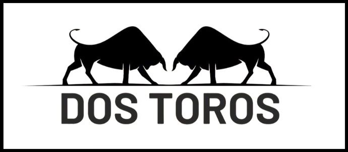 Logo met twee zwarte stieren die tegenover elkaar staan, boven de woorden 