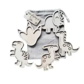 Houten Vulvormen Mini's set Dino's - Kiddi