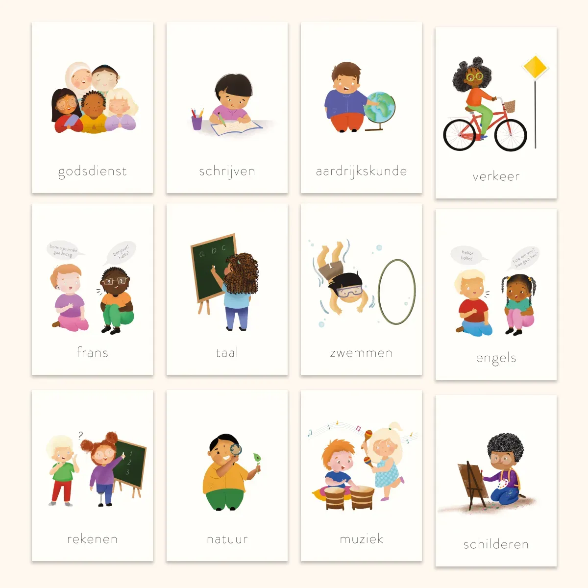 Dagritme kaarten kleuterklas diversiteit + uitbreiding