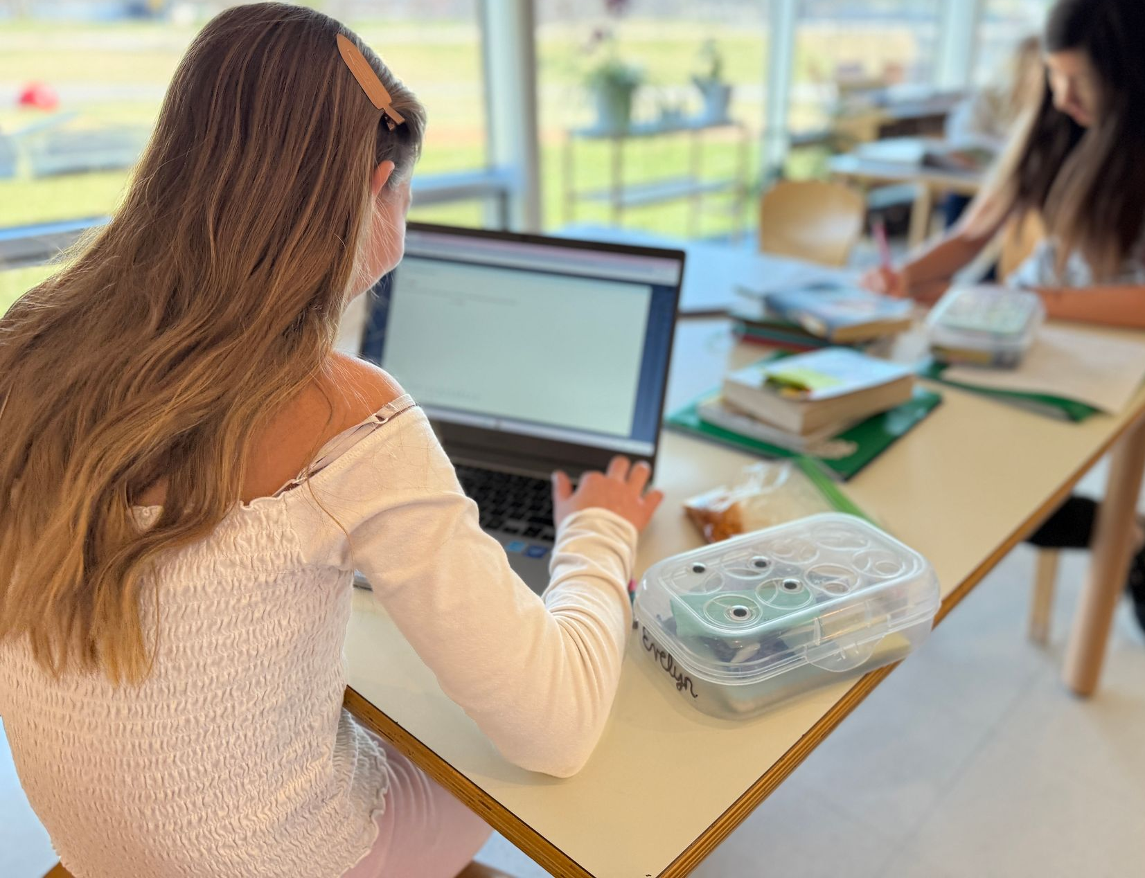 Student on a computer at Chesterfield Montessori School, learning to use technology thoughtfully.