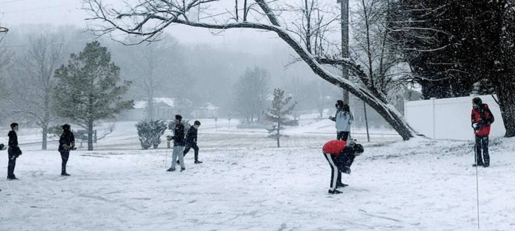 Children playing in the snow