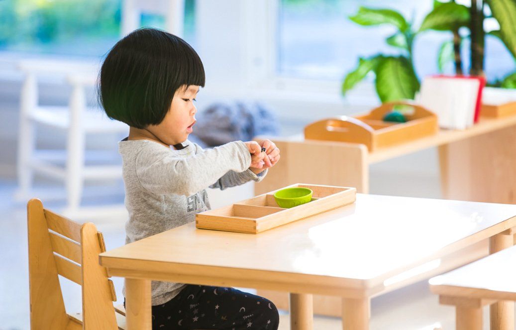 Child working with Montessori materials