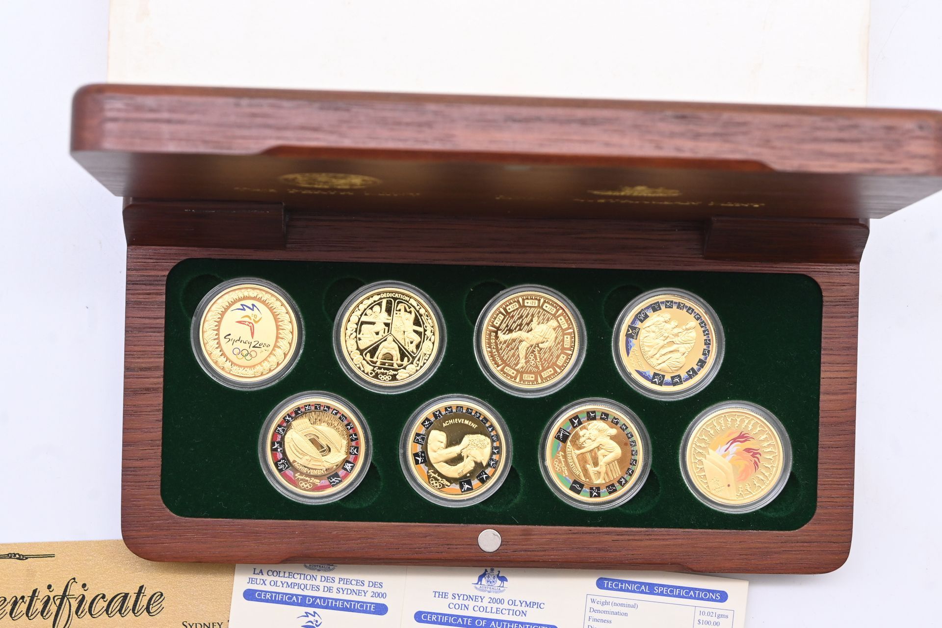 Complete 2000 Sydney Olympics gold proof coin collection in presentation case, Lot 118 at Copeland Roberts Auction 020