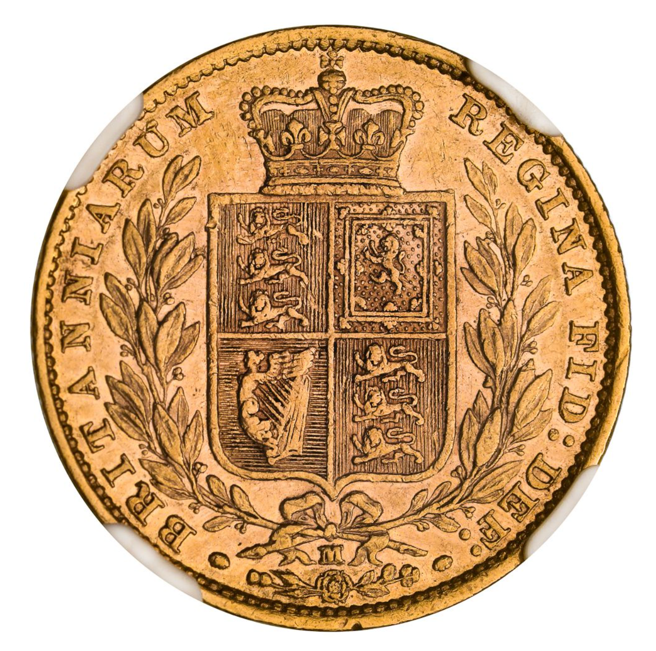 1887 Melbourne Young Head Shield Sovereign, NGC AU50