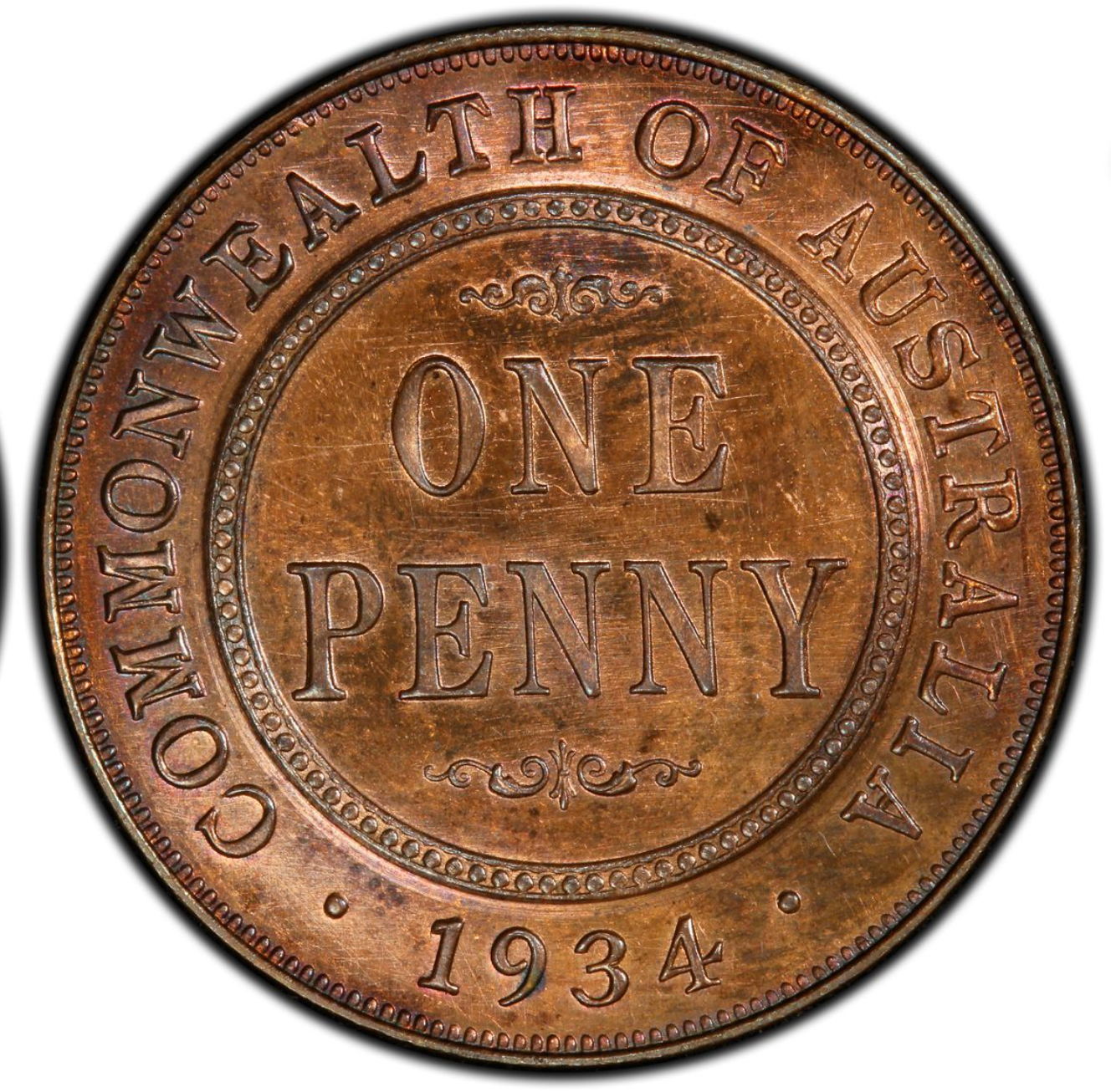 1934 Australian Proof Penny, PCGS PR64BN