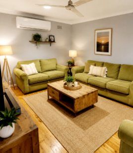SIL accommodation with a cozy lounge in Campbelltown 