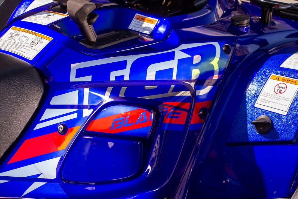 A blue ATV With the Word TGB on the Side — MPE Adventure Quads & Bikes In Thornton, NSW