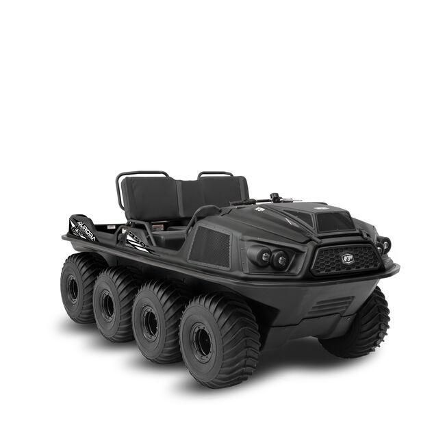 A Black Amphibious Vehicle With Six Wheels — MPE Adventure Quads & Bikes In Thornton, NSW