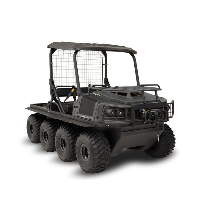 A Yellow and Black Atv With Six Wheels on a White Background — MPE Adventure Quads & Bikes In Thornton, NSW