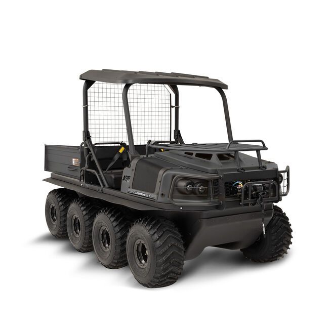 A Yellow and Black Utility Vehicle With Six Wheels on a White Background — MPE Adventure Quads & Bikes In Thornton, NSW