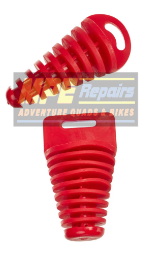 Two Red Exhaust Plugs — MPE Adventure Quads & Bikes In Thornton, NSW