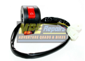 Black Motorcycle Handlebar Switch With Red Button, Wires and White Connectors — MPE Adventure Quads & Bikes In Thornton, NSW